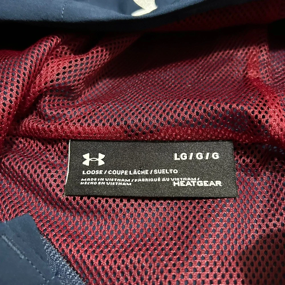 Under Armour Jacket Large Blue Red Storm HeatGear Full Zip Hooded 1299121